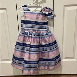 Janie and Jack Striped Pink and Blue Kids Party Dress.  Excellent Condition.